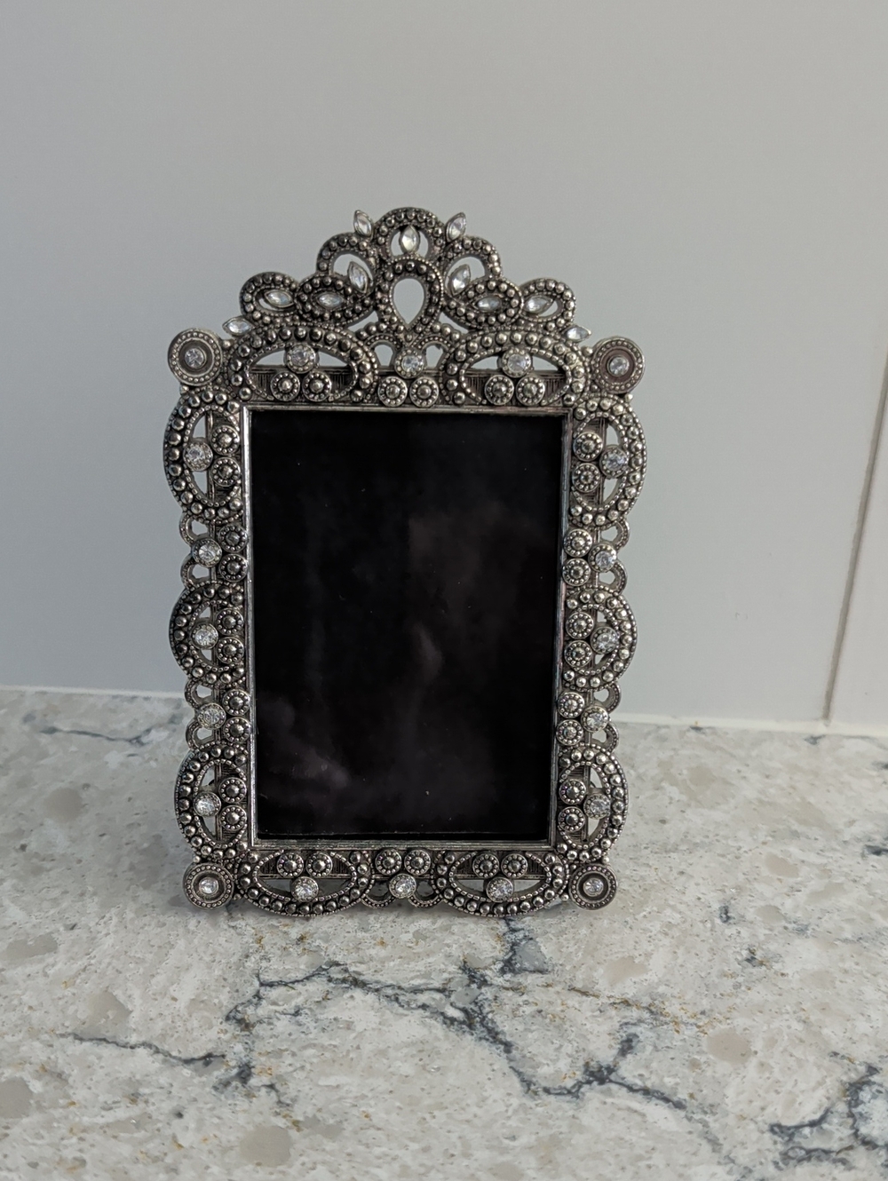 Ornate Silver Decorative Picture Frame with Filigree Accents
